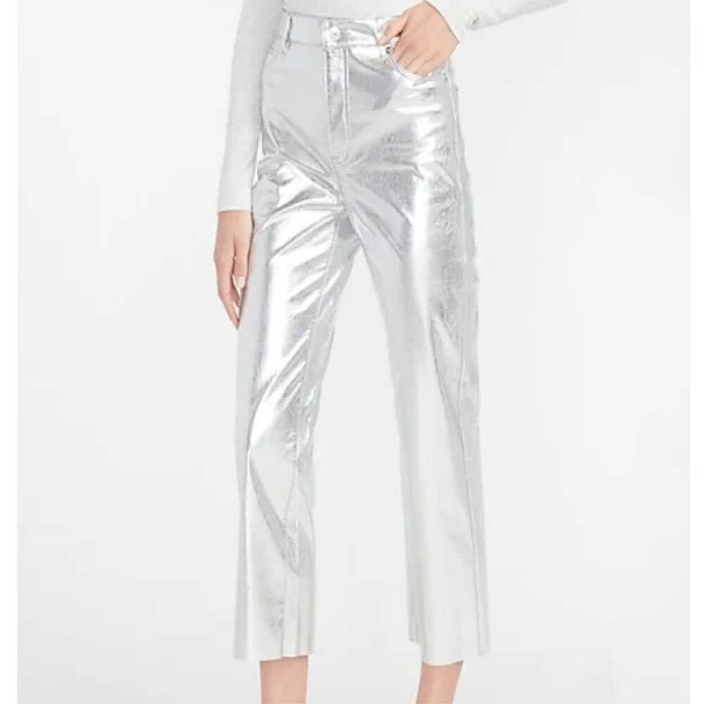 Express Jeans | Express Metallic Silver Pleather Pants, US 0 | Color: Silver
